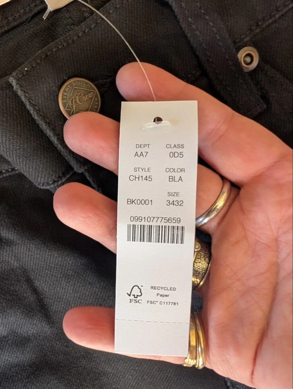J Crew 484 Slim-fit Bergen Five-pocket Pant In Black‎ 34x32 NEW WITH TAGS
